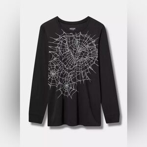 Torrid Plus Size Bat Spiderweb Classic Fit Cotton Jersey Long Sleeve Tee Shirt